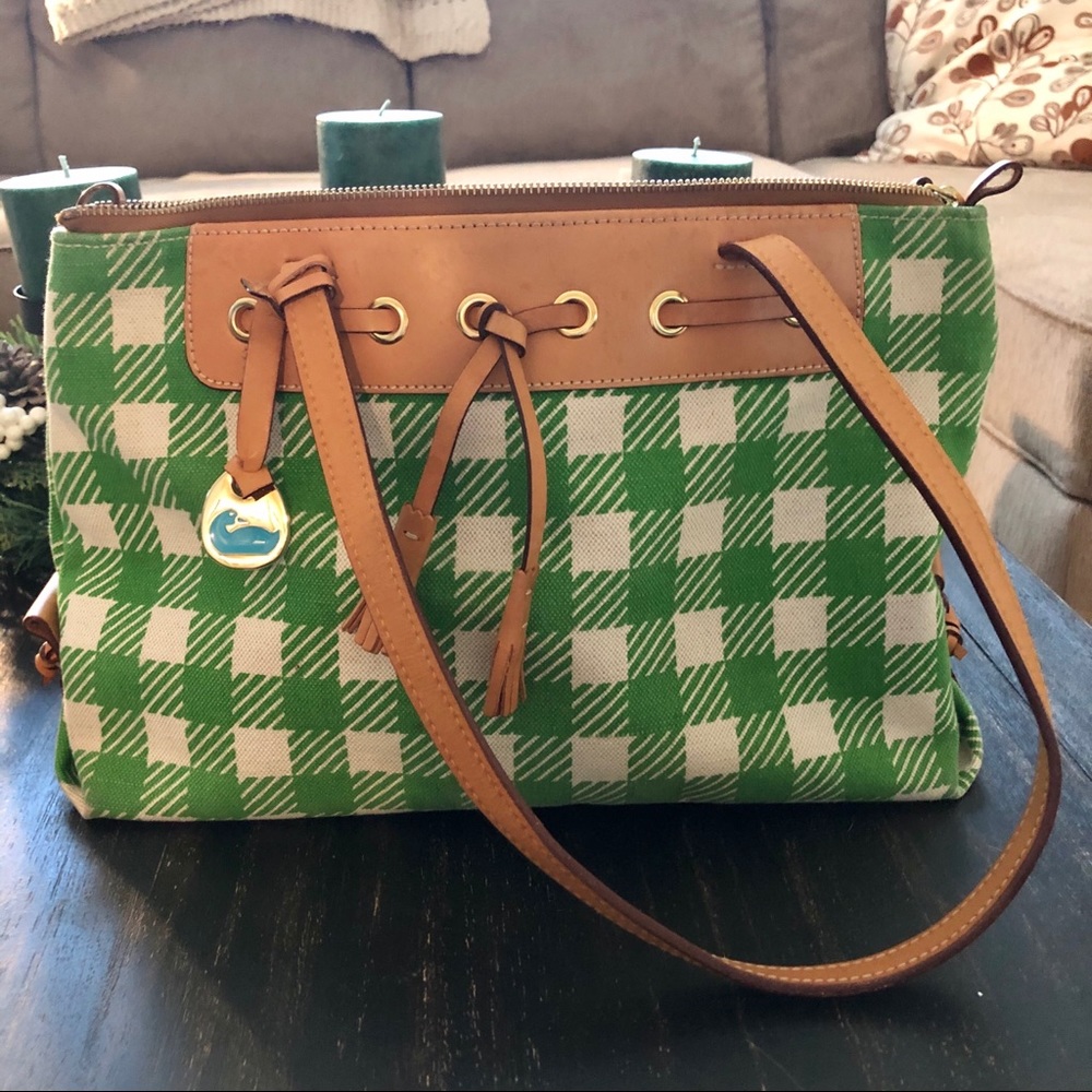 Dooney & Burke Green and White Cloth Purse